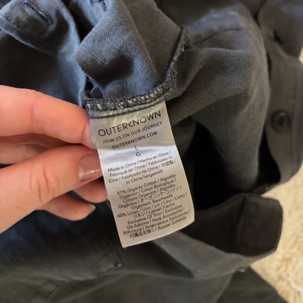 Outerknown S.E.A Short-Sleeve Button-Front Jumpsuit in Charcoal Gray - Picture 7 of 7